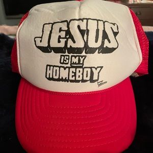 “Jesus Is My Homeboy” red trucker hat